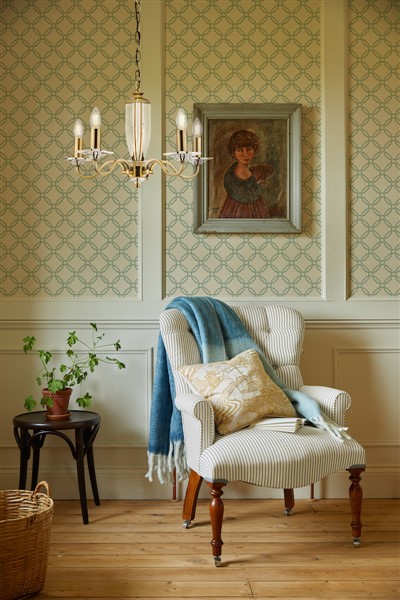 (image for) Laura Ashley Carson 5lt Chandelier Cut Glass & Antique Brass